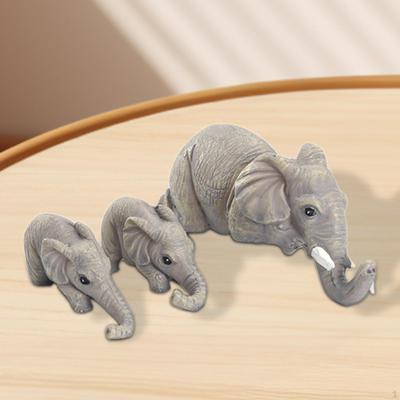 3Pcs Elephant Statues Resin Collection Simulation Gift Animal Figurines Artificial Ornaments