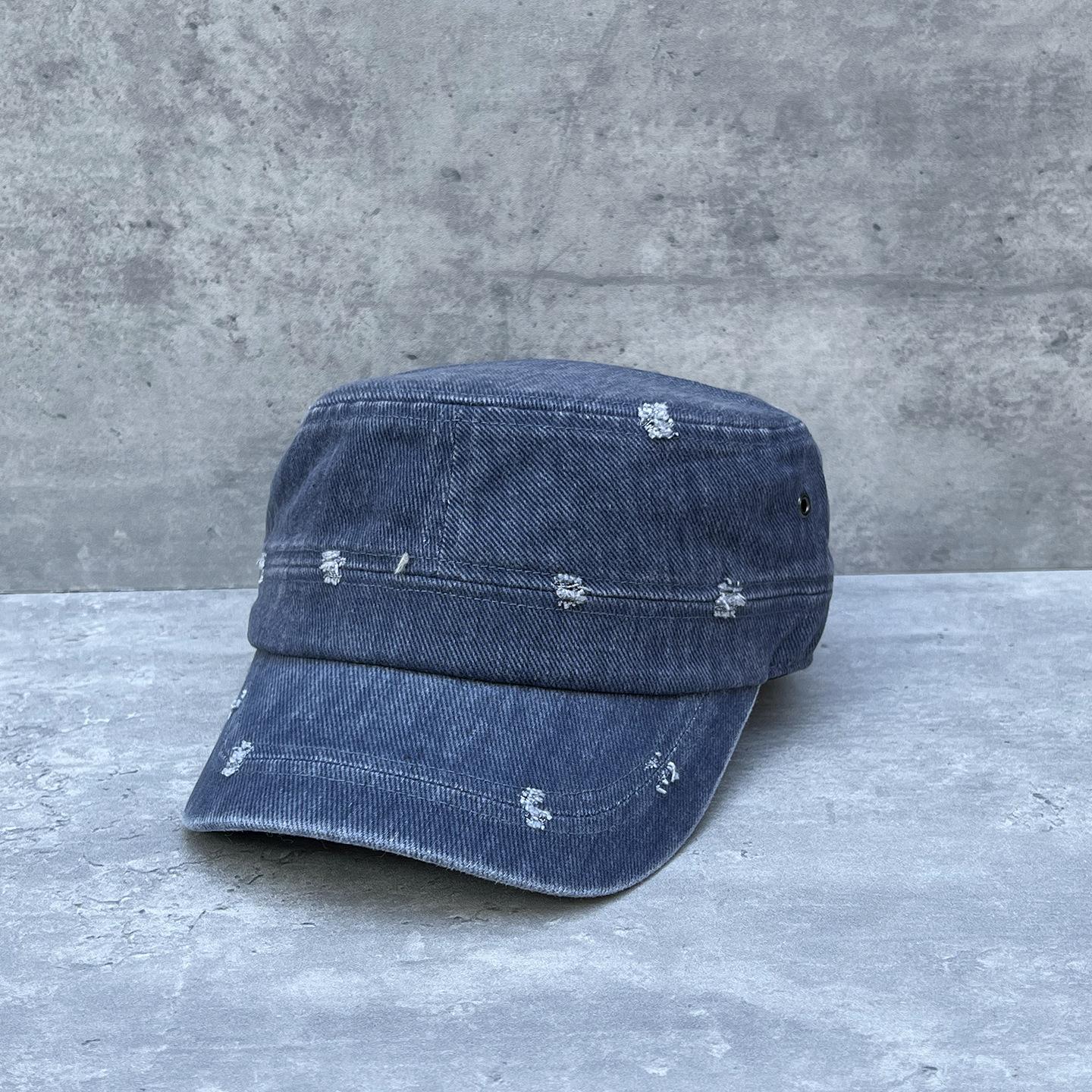 

Retro Washed Cotton Cloth Ripped And Thin Equestrian Hat Women S Autumn Age Reduction Casual Wear Flat Top Hat Wide Brim Cap M（56-58cm）