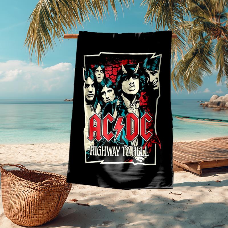 Ultra-Soft Beach Towel with ACDC Theme,Ideal for Pool - Camping, Diving - Perfect Travel Essential, Vibrant Beach Towel.