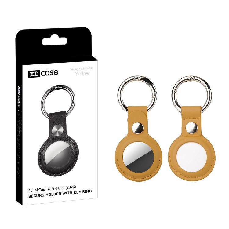 XDcase Double-sided Hollow Vegan Leather Protective Case with Metal Ring For AirTag 2nd Gen / AirTag 1st Gen