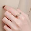 Huitan Simple Trendy Heart Finger Ring Lady Daily Wearable Accessories Metallic Style Jewelry for Women Hands Shape Design Gift