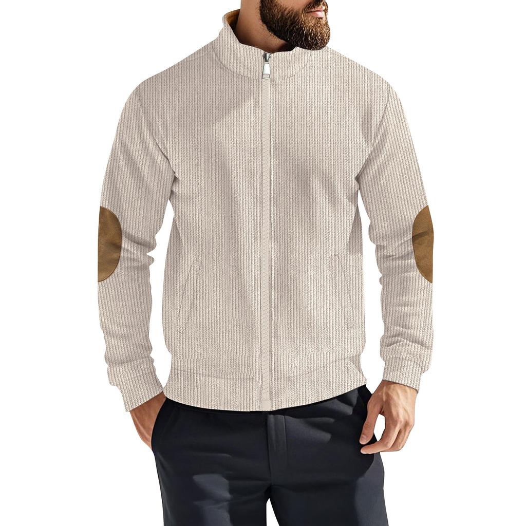 Men's Solid Color Corduroy Zipper Jacket Men's Sports Large Size Casual Jacket