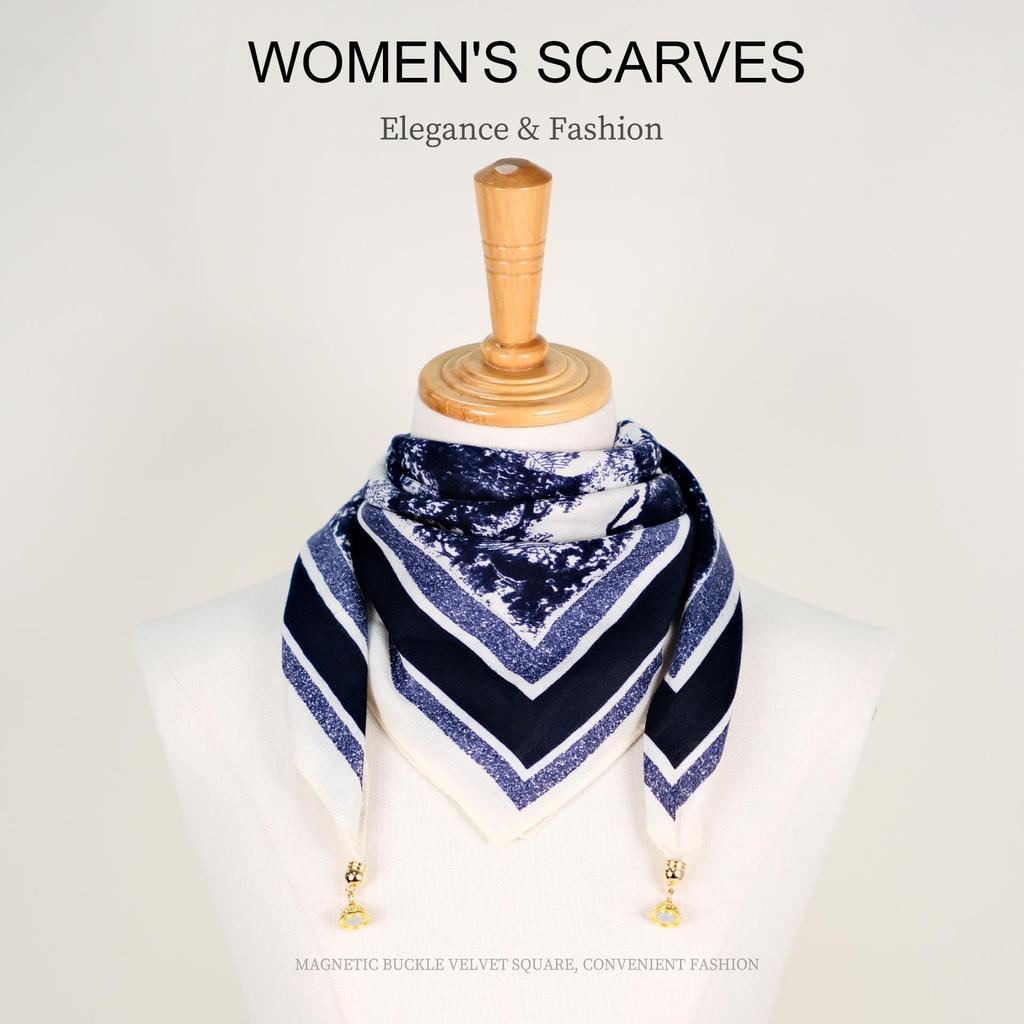 Golden Bean Magnetic Buckle Scarf – Fashionable Cotton & Linen Shawl for Mothers