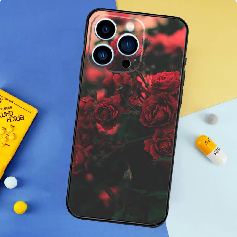 Red Rose Flower Phone Case For iPhone 17 16 14 13 12 11 15 Pro Max Plus 12 13 Mini 16e 17 Air Bumper Cover