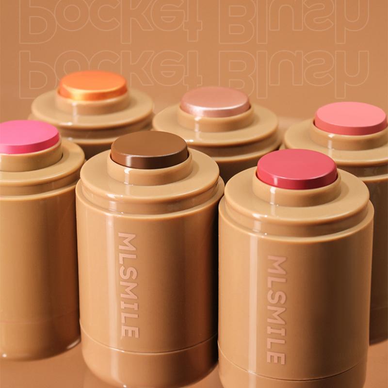 6-Color Pocket Blush Stick Portable Natural Brightening Lip and Cheek Dual-use Blush Cream for a Charming Look