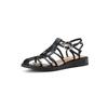 Retro woven hollow Roman sandals women's flat-soled transparent bag head sandals 2025 summer new leather soft sole