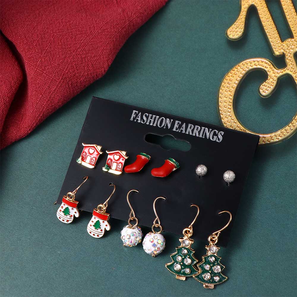 Snowman Female Bell Fashion Jewelry Christmas Earring Set Dangle Earrings Stud Earrings for Women