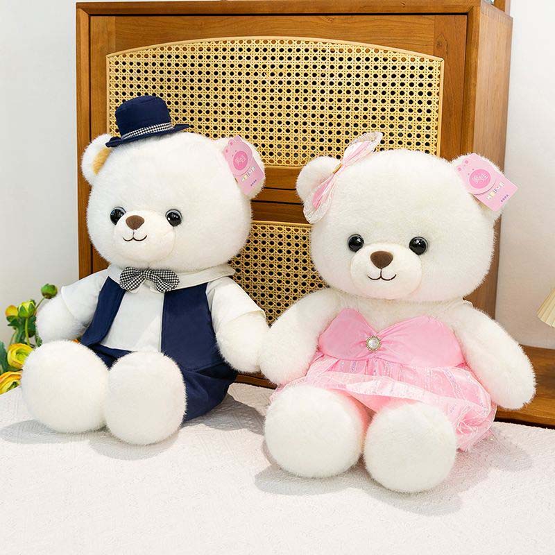 Orsacchiotto Coppia Sposa Peluche Bambola Romantica Matrimonio San Valentino Regalo Morbido Decorazione Giocattolo di Peluche Morbido e Soffice Per Amanti Ragazze