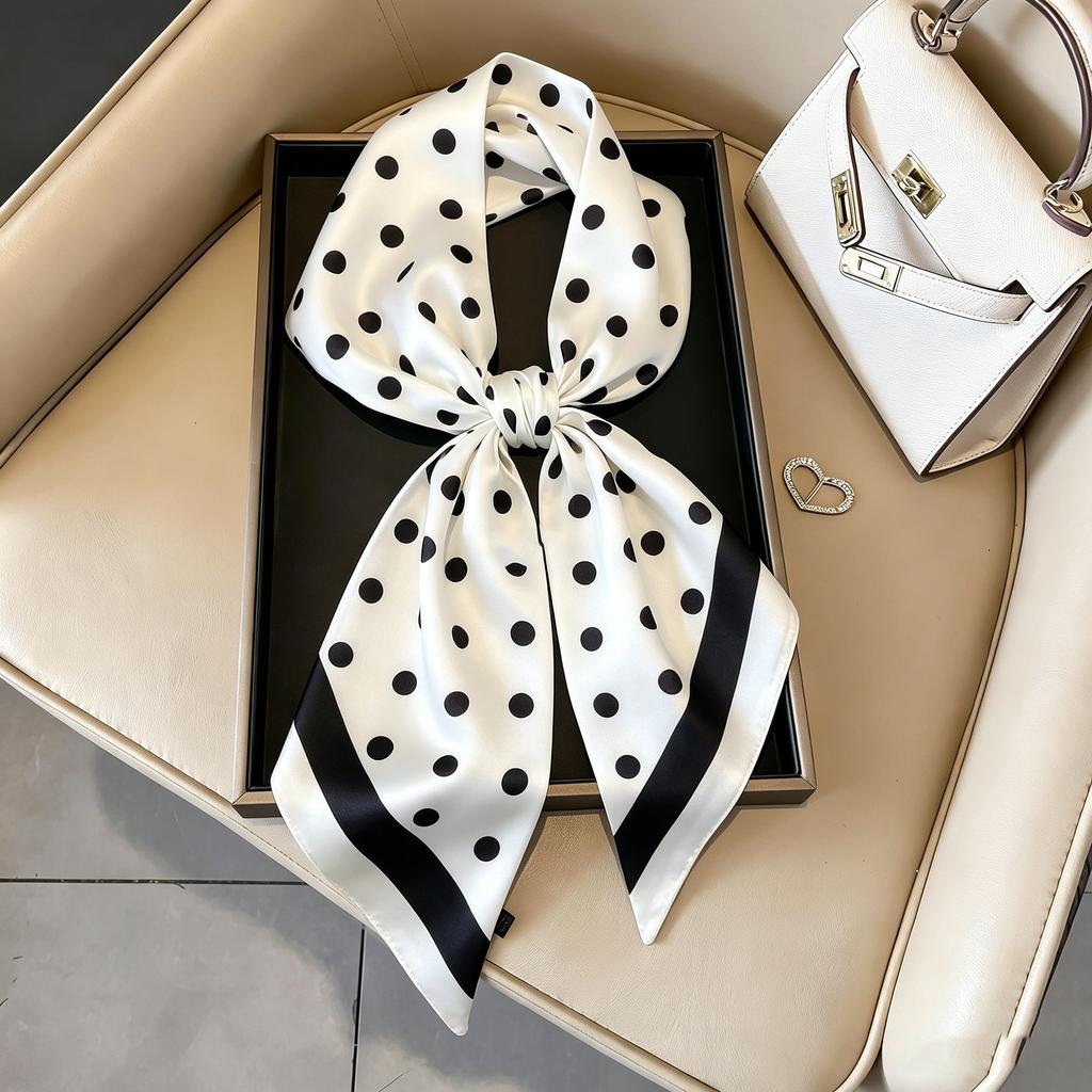 Small long thin bevel silk scarf Women's ethnic style belt Tie hair belt Tie bag ribbon tie yarn scarf Thin scarf
