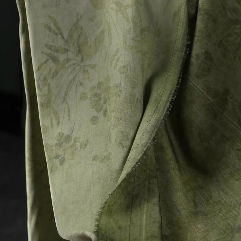 50/100x145cm Retro Wizard of Oz Green Grass Dyed Sky Silk Dark Texture Fried Color Shirt Cardigan Culottes Designer Fabric