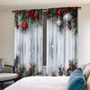 Holiday Christmas Balls Pine Branch Printed Curtains Suitable Home Decoration Bedrooms Living Rooms Made Of Polyester Great Room Decor