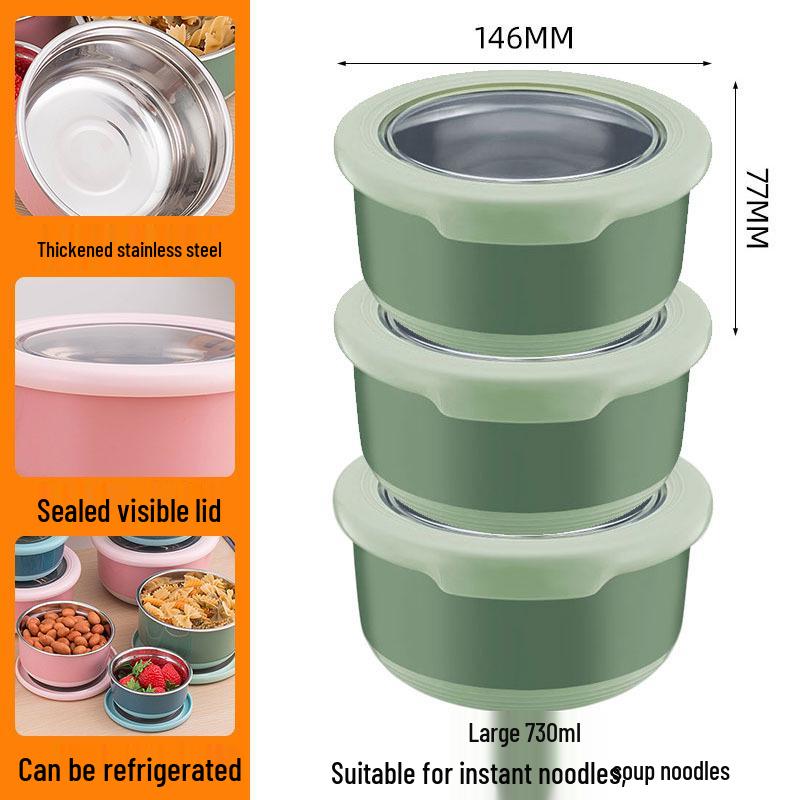 Stainless Steel Food-Grade Sealed Soup & Bento Bowl for Refrigerator