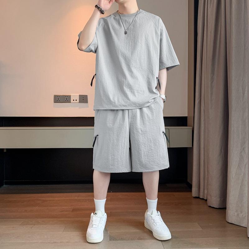 Men's Summer Suit Casual T-shirt + Shorts Suit Men's High Street Tracksuit Male Short Sleeve Suit