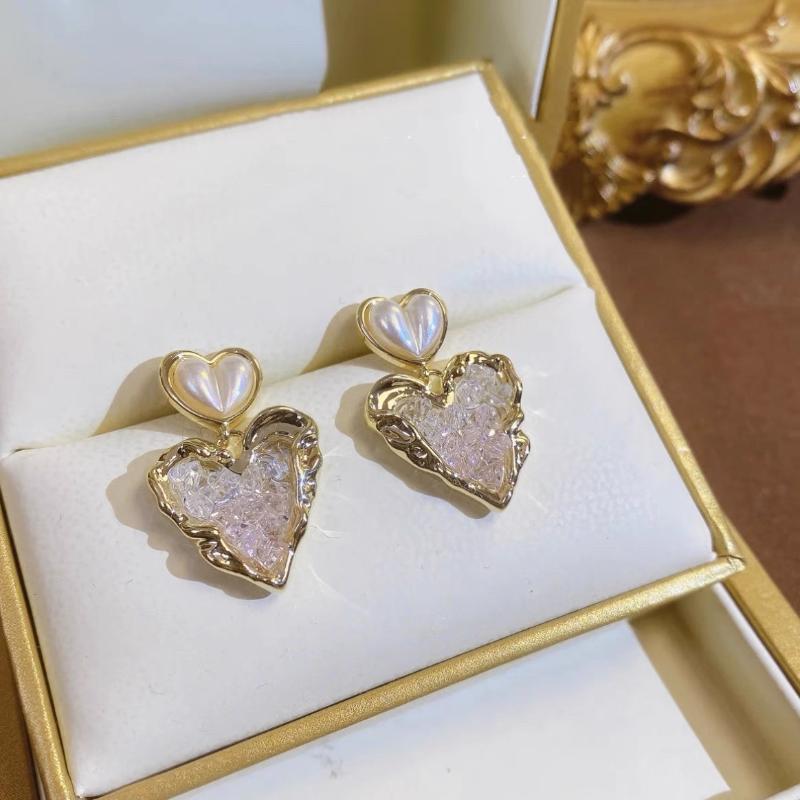 Luxus Kristall Herz Liebe Ohrstecker Für Frauen Mädchen Französisch Ins Vintage 2025 Mode Koreanisch Hochzeit Romantischer Schmuck Geschenke