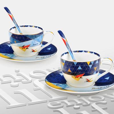 Picasso Style European Flying Bird Ceramic Cup and Saucer Set