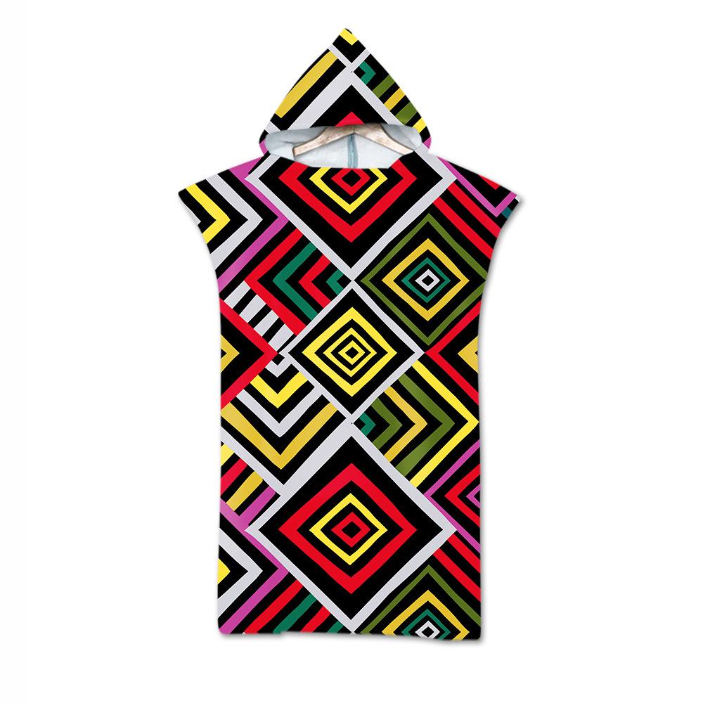 Adult Bath Towel Beach Towel Cape Geometric Print Hooded Bath Towel