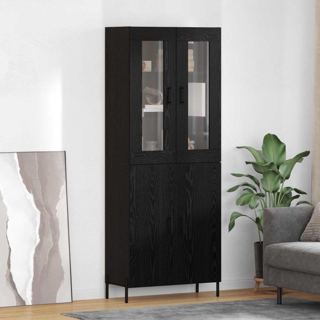 Highboard in Black Oak Look 69.5 x 34 x 180 cm Particleboard