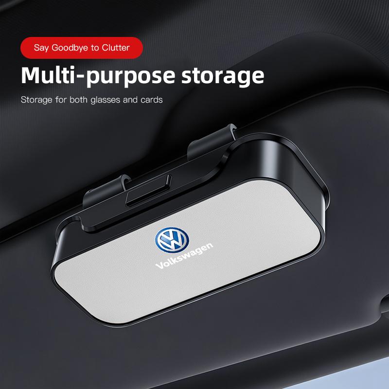 Valve Stems Caps Keychain Car Glasses Clip Sunglasses Box Sun Visor Eyeglasses Card Ticket Holder For Volkswagen VW RLine R Golf zw4