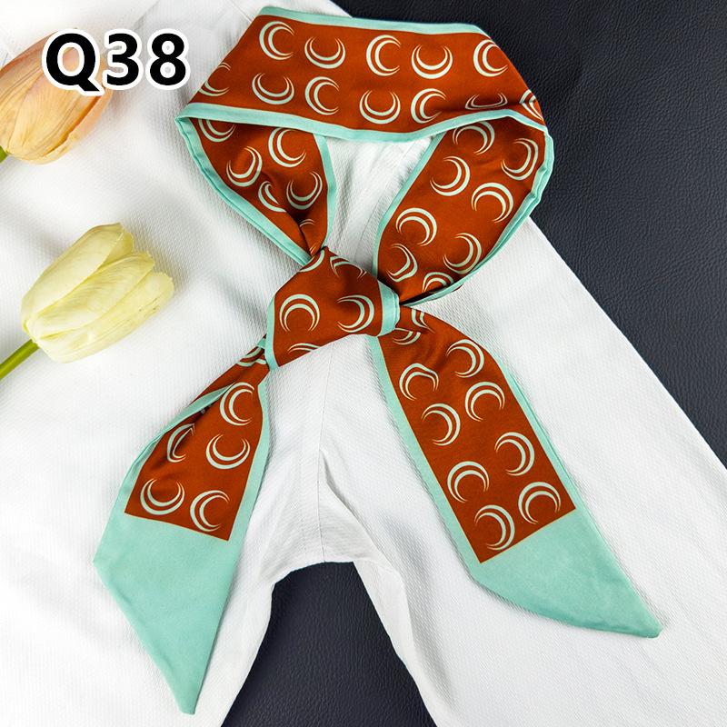 New Long Versatile Silk Scarf Tied Hair Band Bow Letter Floral Streamer Tied Bag Gift Small Silk Scarf