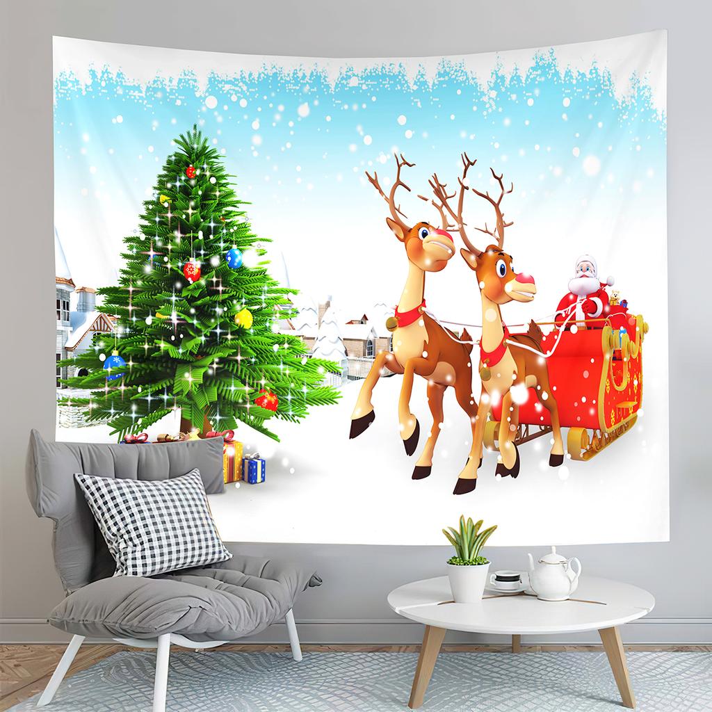 Cartoon Elk Home Decor Tapestry Cute Christmas Art Wall Hanging Living Room Bedroom Dorm Wall Decor Backdrop Cloth