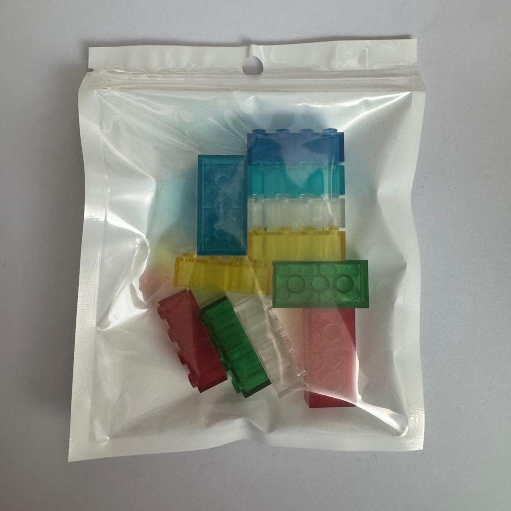 10pcs 2x4 Dots Small Particle Transparent Clear Brick Building Block Parts Toys for Children DIY House Waterfall Compatible 3001