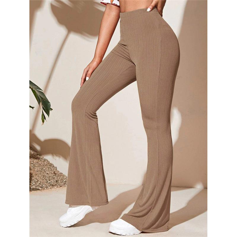 European & American Women's Casual Knitted Flared High Waist Yoga Pants