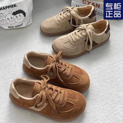 Outono novos sapatos casuais retrô femininos 2024 versátil Maillard sola macia sapatos casuais de plataforma com sola grossa combinação de cores sapatos esportivos