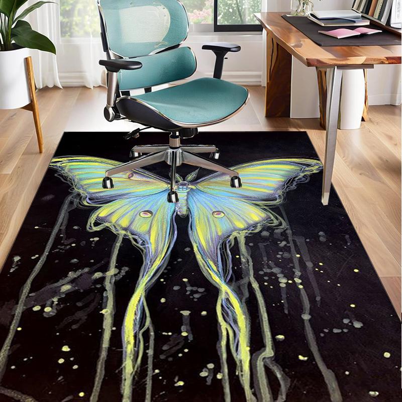 Gothic Moth And Skulls Office Rug Chair Mat, Entryway Carpet, Suitable for Front Door, Bedroom, Living Room, Desk, Holiday Gift