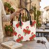 Christmas Bow Pattern Tote Bag Fashion Large Capacity Daily Portable Canvas Shoulder Handbag