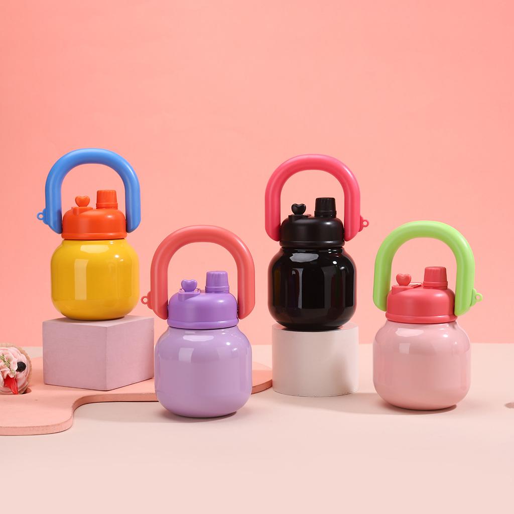 1PCS Portable Cute 650ml Thermal Cup Stainless Steel Lightweight Vacuum Flask Leak-proof Student Straw Cup