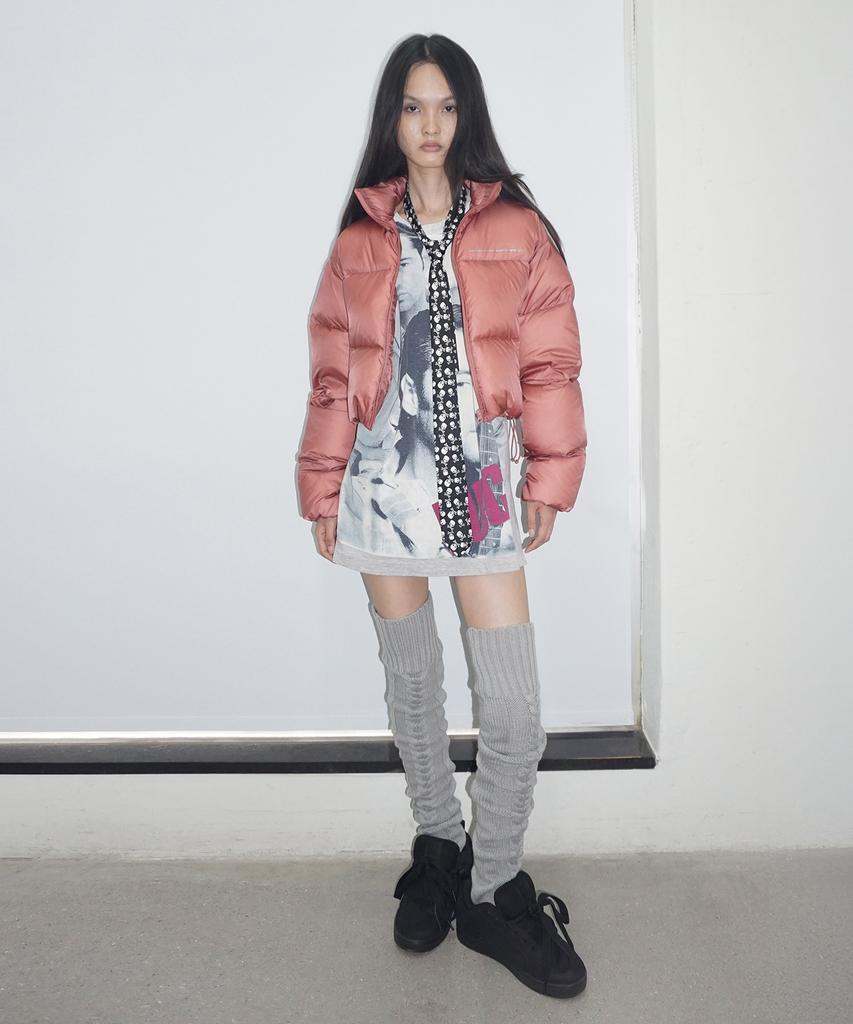 SCULPTOR Matte Cropped Puffer Down Plum Red