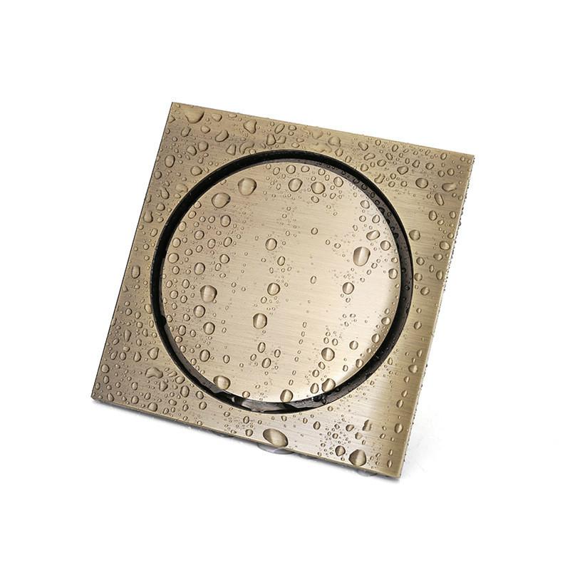 10x10cm Floor Drain Brass Square Pop-up Floor Drain Floor Cover Shower Room Push Down Deodorant Bathtub Shower Drain