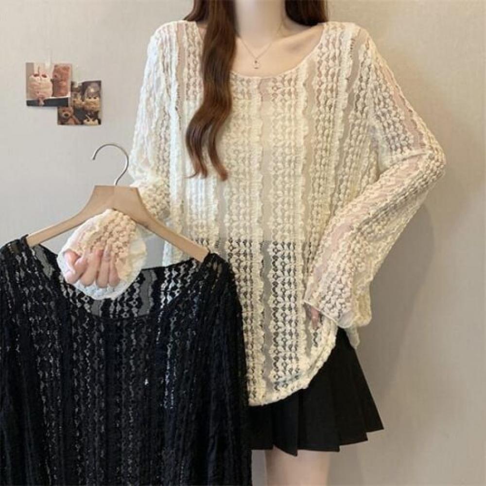 Navava Women Flower Lace Thin Long Sleeve T shirT nT2354