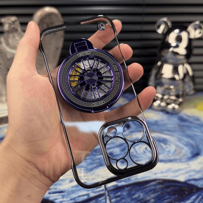 Electroplated borderless gyro magnetic suction bracket is suitable for iphone16 mobile phone case, apple 15 transparent mobile phone case 1413.