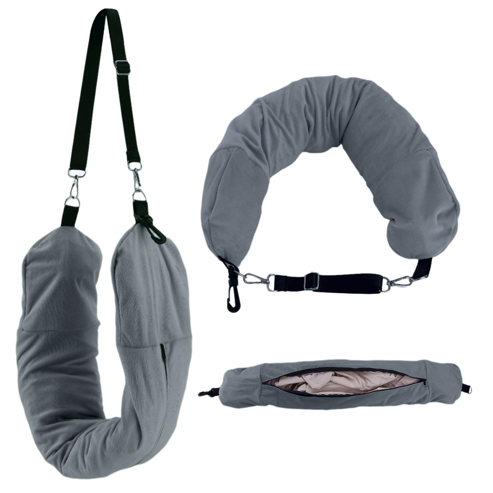 

Подушка для шеи с одеждой, набивная дорожная подушка, набивная подушка для шеи, наполняемая подушка для шеи для путешествий в самолете серый