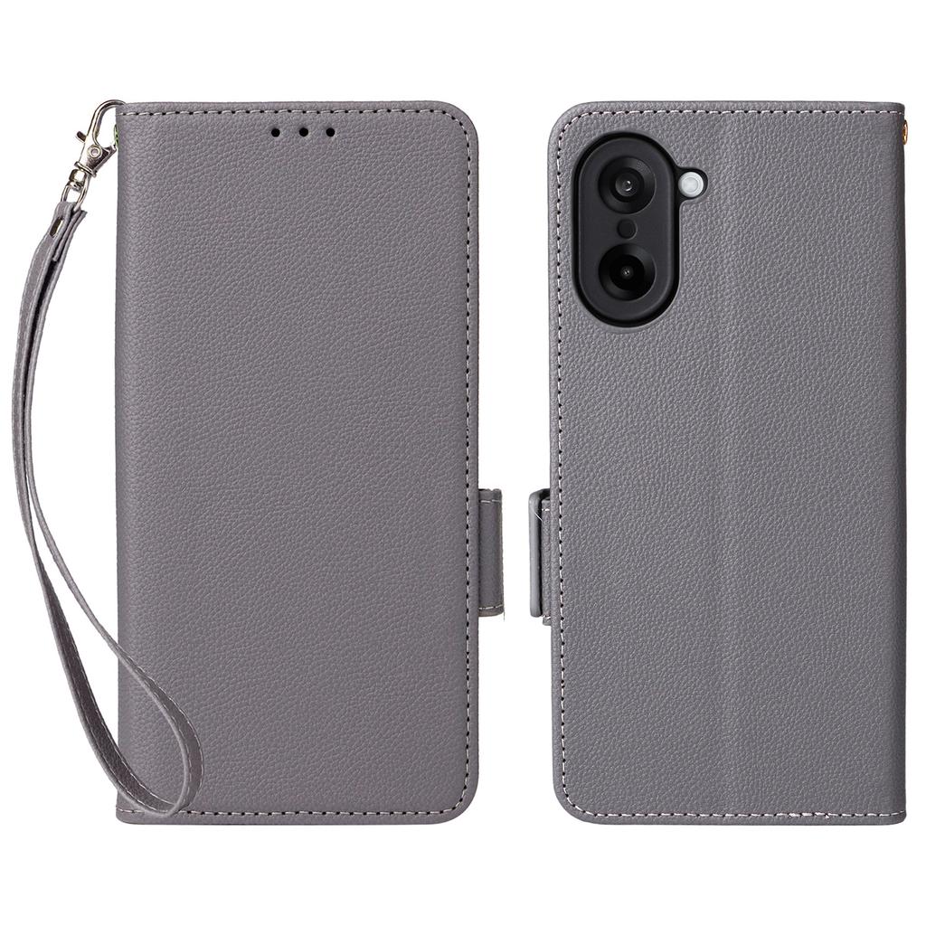 For OnePlus Nord CE5 5G/Ace 5 Racing 5G Case with Wrist Strap Litchi Texture PU Leather Wallet Phone Cover