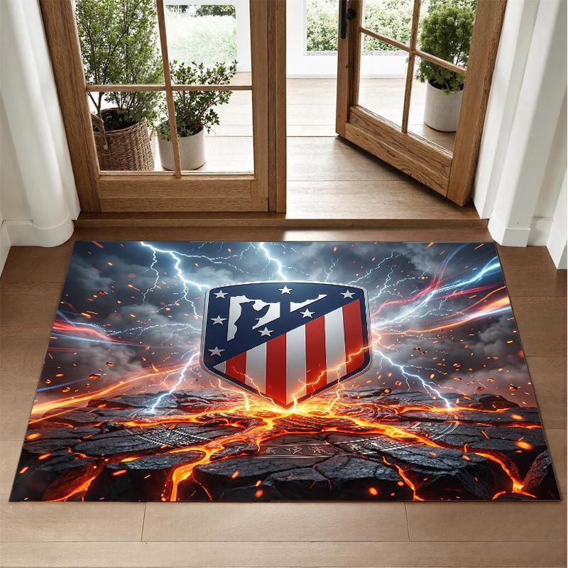 Atletico Madrid Design Crystal Velvet Rug Soft Decorative Mat for Bedroom Entrance