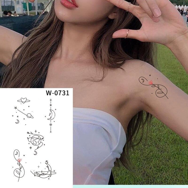 1 Stück Sexy Schwarze Blume Temporäre Fake Tattoo Aufkleber für Frauen Mädchen Falsche Tattoos DIY Wassertransfer Tattoos Körperkunst Make-up