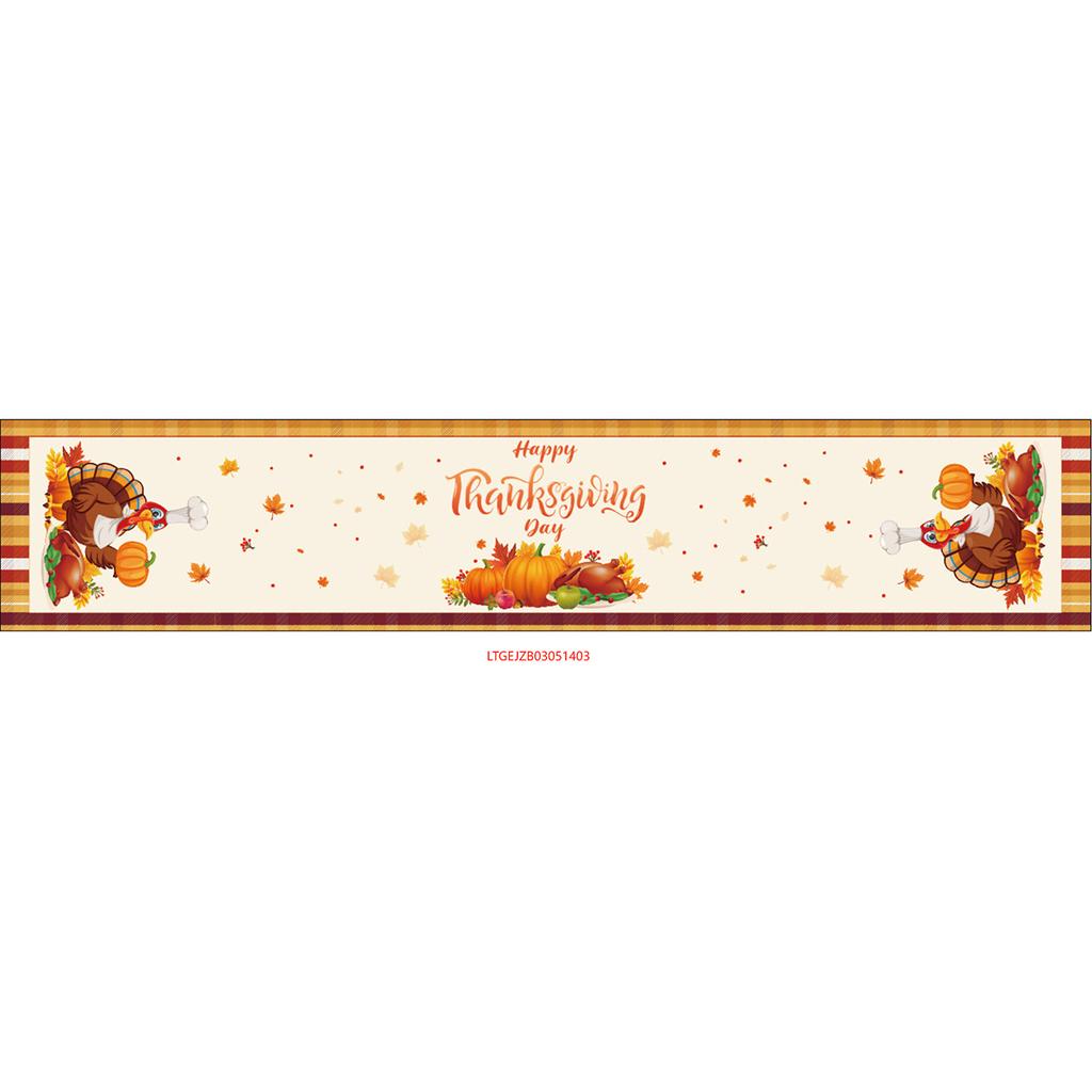 Thanksgiving Fall Harvest Kitchen Table Decorative Tablecloth, Maple Pumpkin Turkey Tablecloth