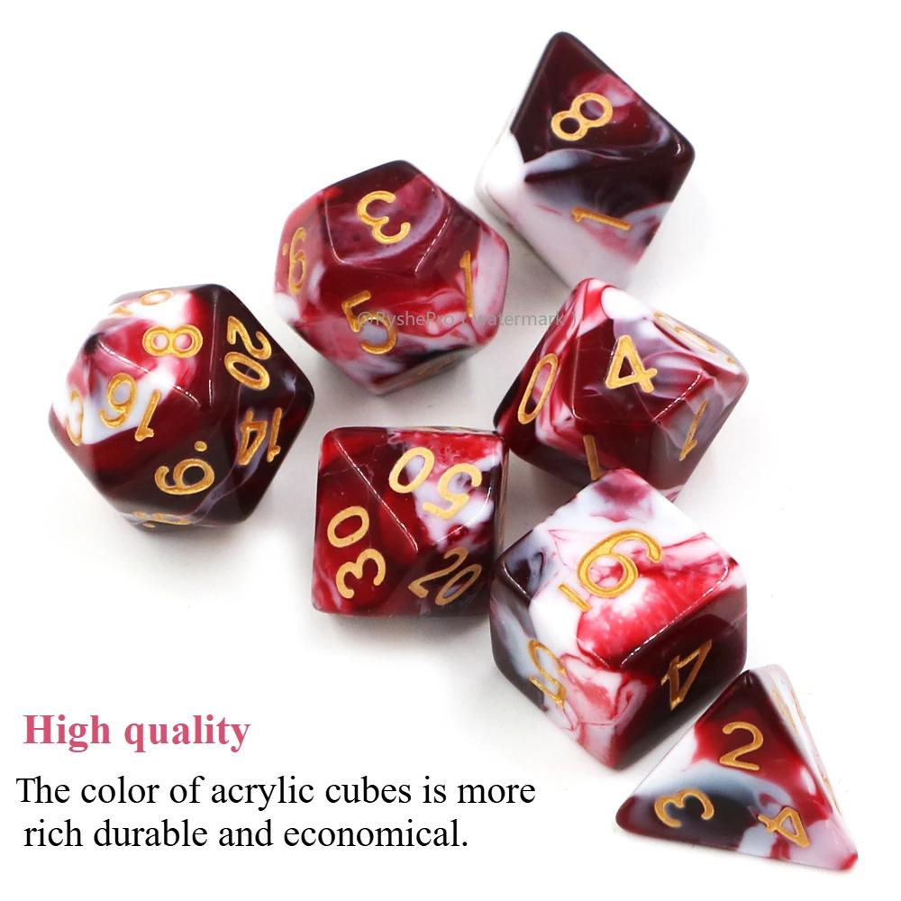 7pcs 16mm Polyhedral Dice Set  Acrylic Dices for Dungeons and Dragons DND RPG Role Playing Table Games Rolling Dice