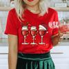 Women Wine Glass Christmas Hats T Shirt Lights Xmas Gifts Cartoon Top Happy New Year Tshirt Harajuku Fashion Womens Clothing