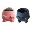 Sød Smilende Ansigt Planteholder, 3D Printet Læsende Hoved Planteholder, Siddende Figur Med Bog Og Kop Plante Pot til Sukkulenter Kaktus Skrivebordsdekoration