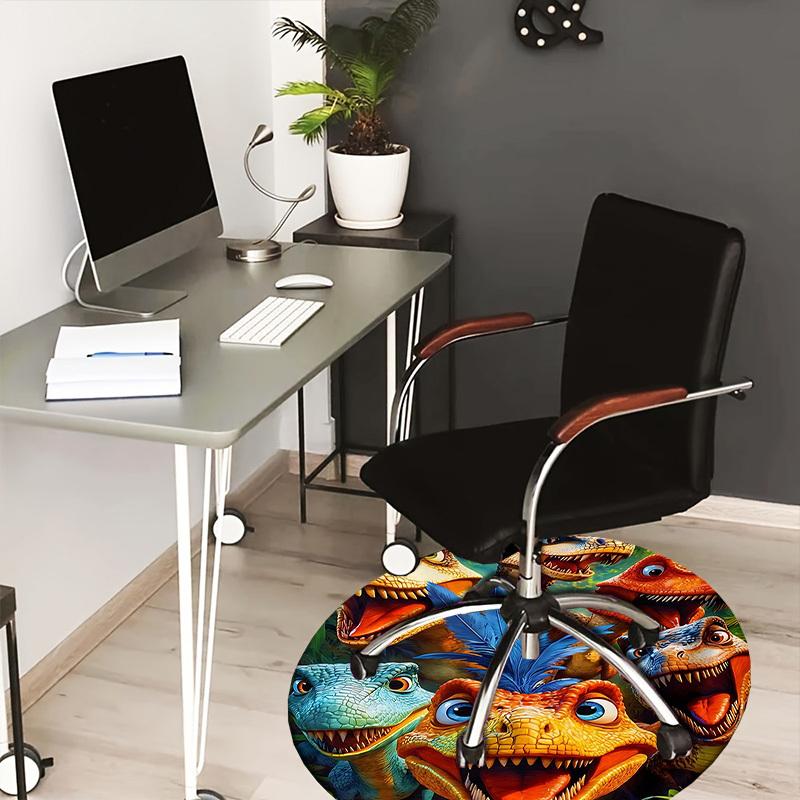 

1PC Dinosaur Non-Slip Floor Round carpet, Office, family, bedroom, Large Area Rug Indoor Rugs, Durable PolyesterH0393 80cm by 80cm