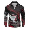 Men's Loose Casual 1/4 Zip Sweatshirt Fashion Printed Long Sleeve Top With Pockets