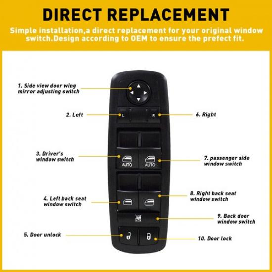 For Jeep Grand Cherokee Dodge Durango 2011-2013 Power Window Switch Front Left