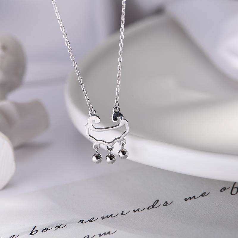 Concentric Long Life Lock Necklace for Women Korean Short Sweater Pendant Collarbone Chain