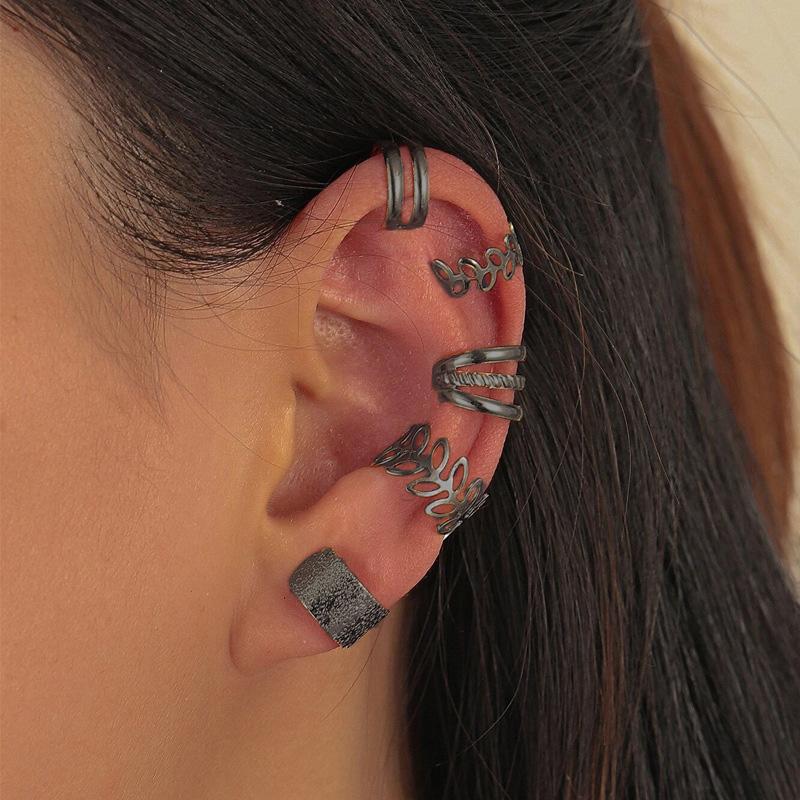 Damen Ohr Manschetten Set Punk Persönlichkeit Clip Ohrringe Gold Ohne Piercing Ohr Clips Fake Knorpel Ohrringe