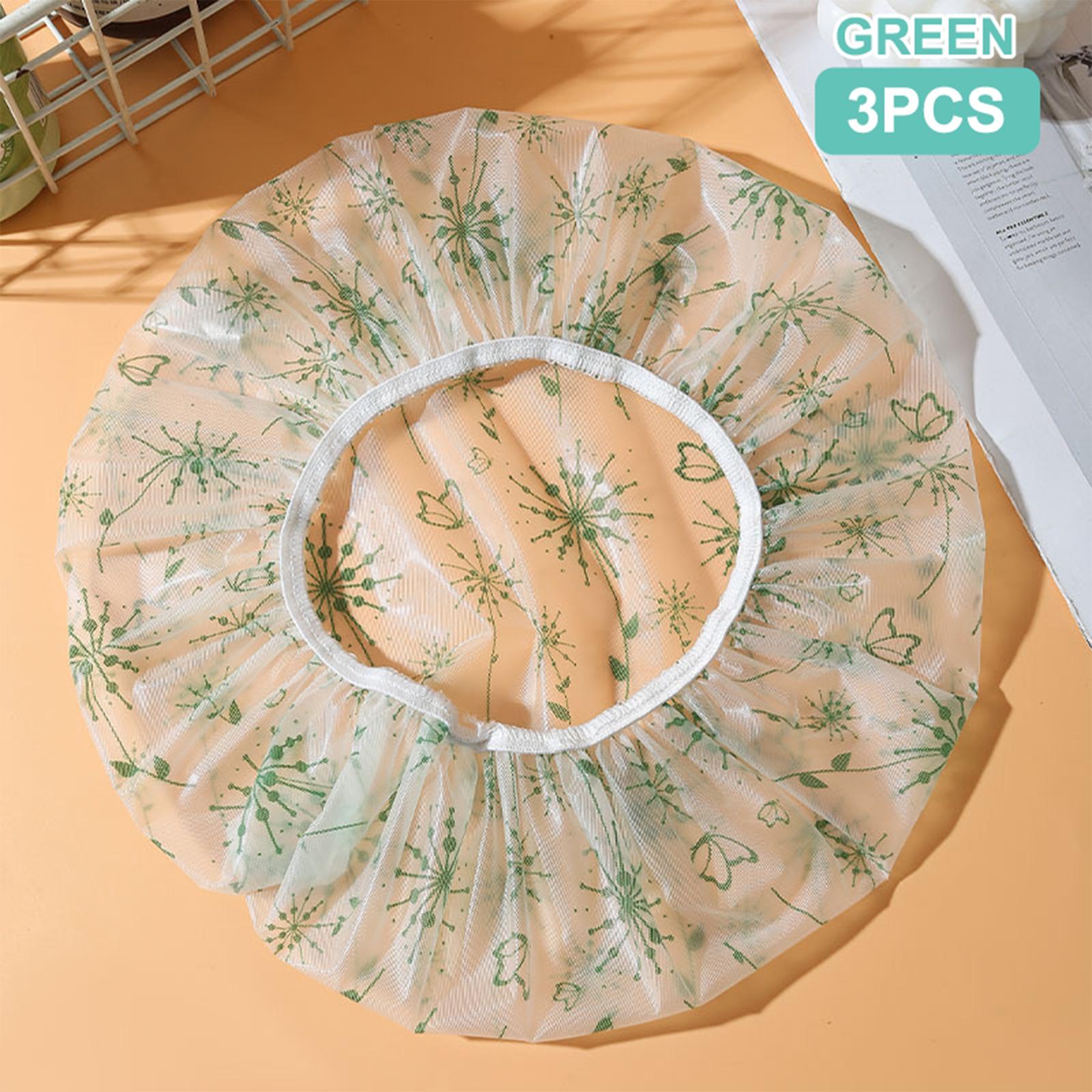 

3 шт. многоразовая шапочка для душа с резинкой, водонепроницаемая и утолщенная, для купания, для женщин, идеально подходит для парикмахерской и домашнего использования зелёный