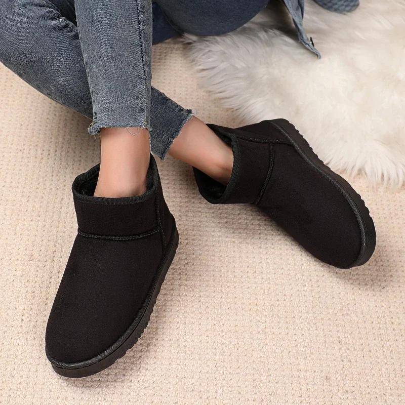 Cotton Shoes Women's Winter Boots 2025 New Snow Boots Women Plus Fleece Thickened Warm  Flat Short Boots Women