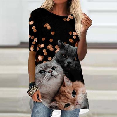 Summer Cat Animals 3D Print T-Shirts Streetwear Women Casual Short Sleeve T Shirt Oversized Y2K Tops Tunic Tees Woman Clothing